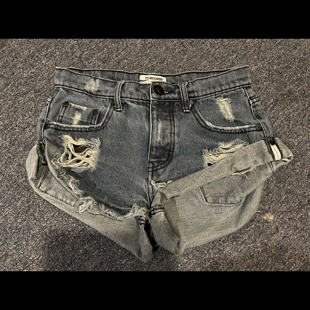 One Teaspoon Bandits Black Wash Denim Shorts